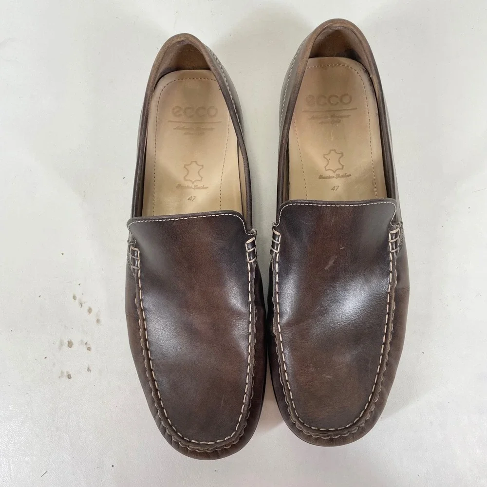 ECCO Classic Moc 2.0 Mens Brown Leather Driving Loafers EU 47 US 13-13.5